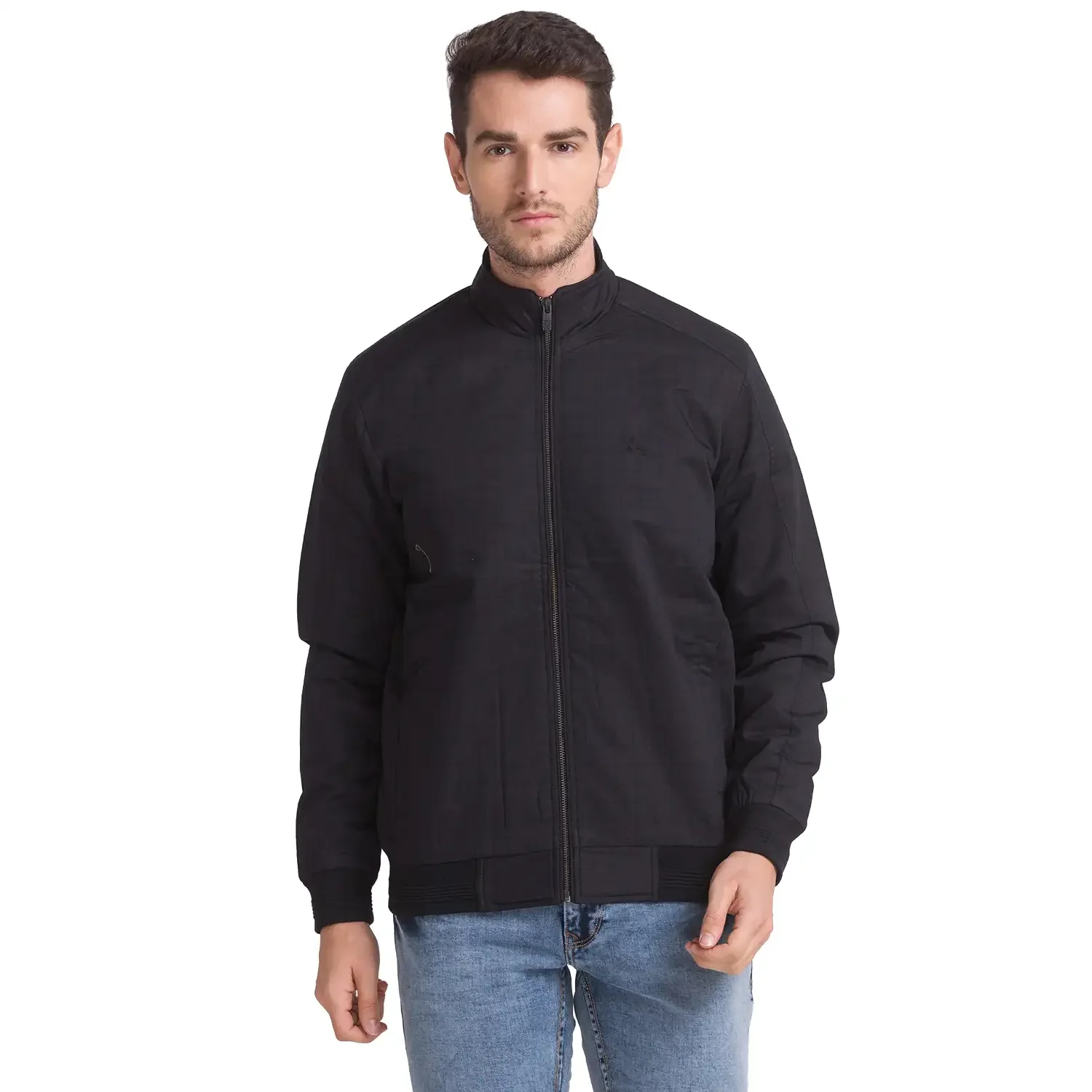 Men Black Print Cotton Full Sleeve Jackets