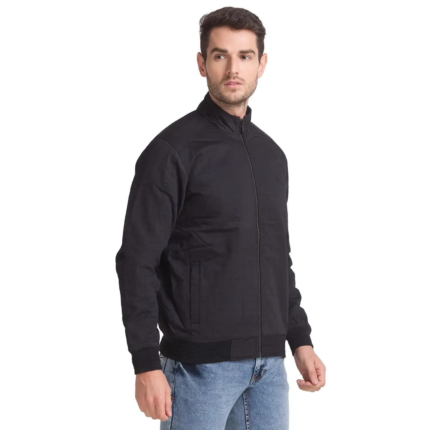 Men Black Print Cotton Full Sleeve Jackets - Image 2
