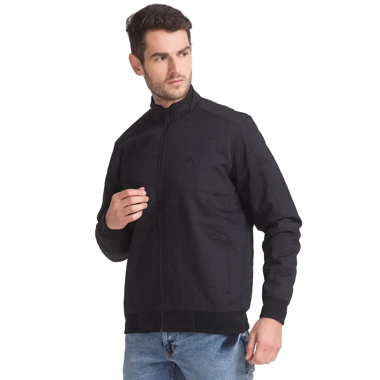Men Black Print Cotton Full Sleeve Jackets - Image 3