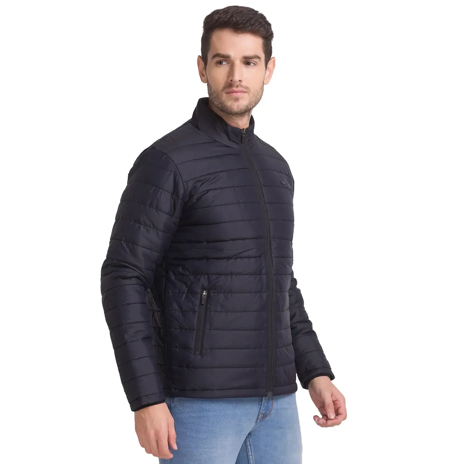 Men Black Print Polyester Full Sleeve Jackets - Image 2