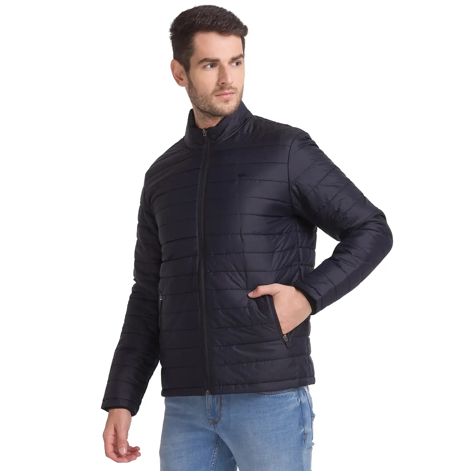 Men Black Print Polyester Full Sleeve Jackets - Image 3