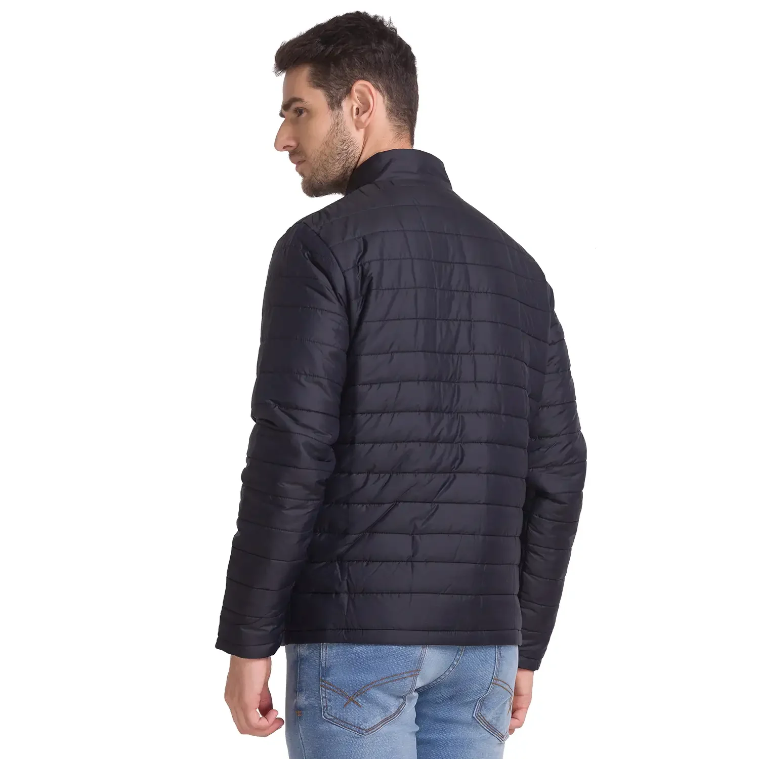 Men Black Print Polyester Full Sleeve Jackets - Image 4