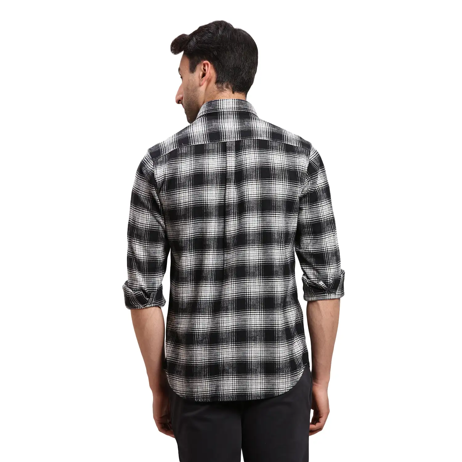 Colorplus Men Black Regular Fit Checks Cotton Casual Shirt - Image 4