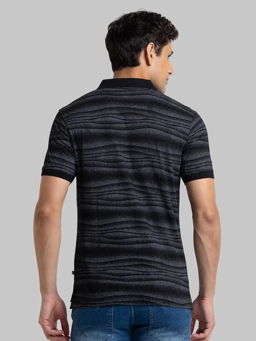 Men Black Regular Fit Cotton Round Neck Collar Polo T-Shirt - Image 4