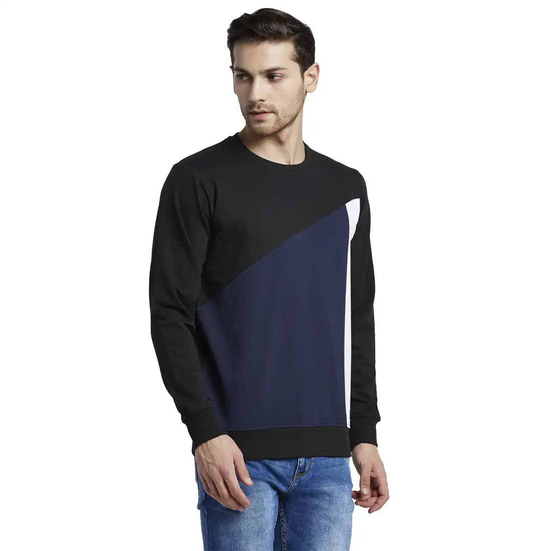 Men Black Regular Fit Cut & Sew Cotton Polyester Blend Sweatshirts - Image 2