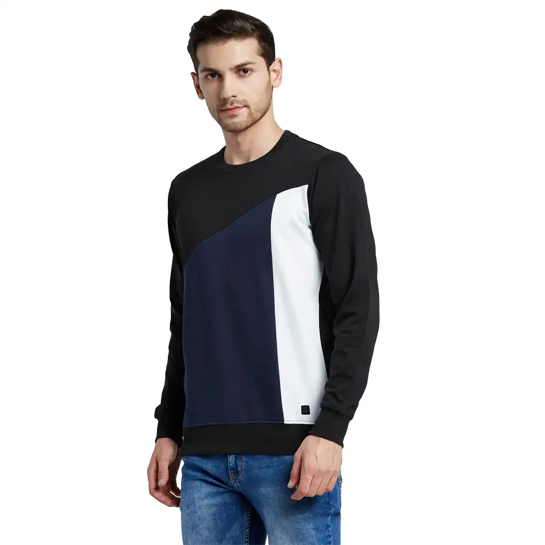 Men Black Regular Fit Cut & Sew Cotton Polyester Blend Sweatshirts - Image 3