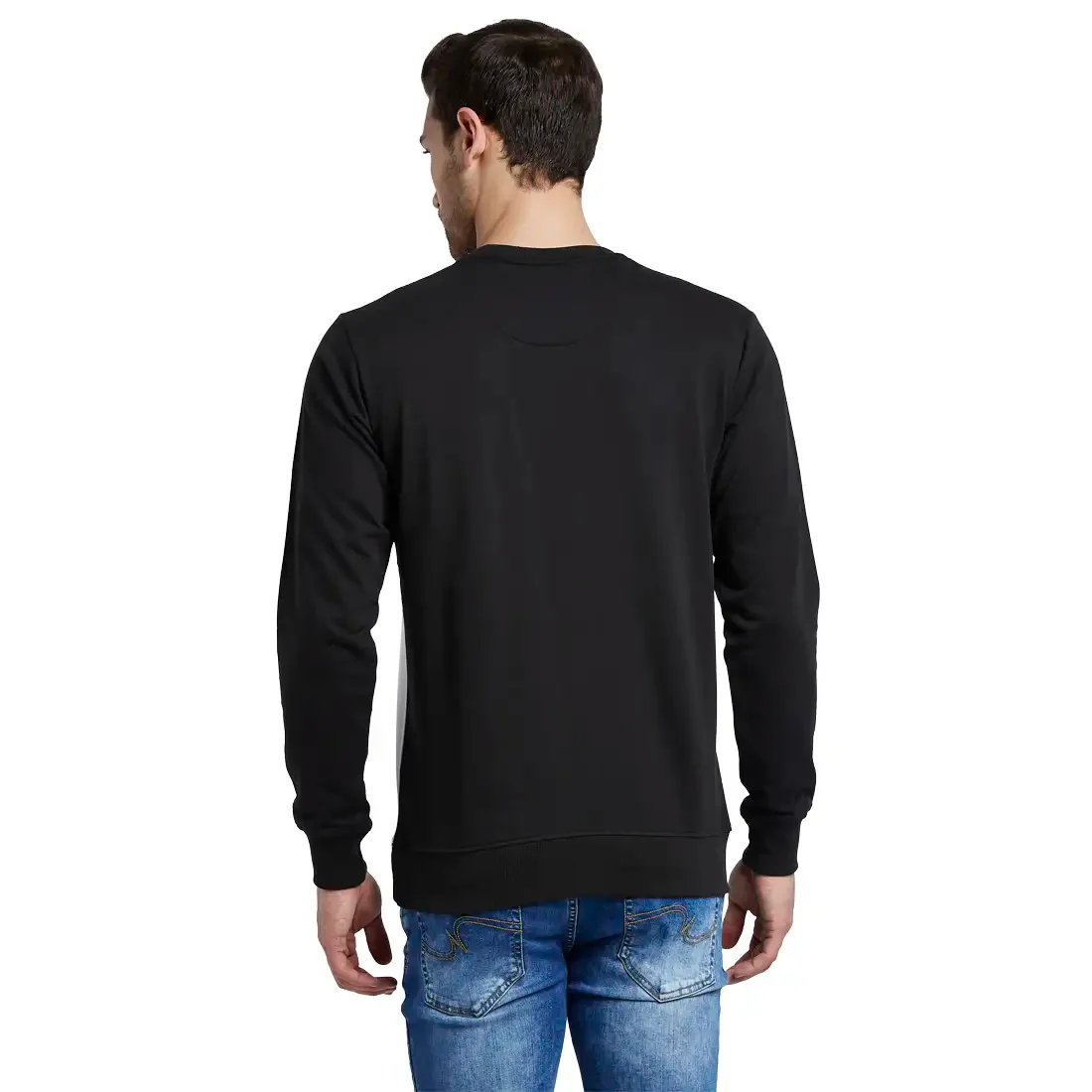 Men Black Regular Fit Cut & Sew Cotton Polyester Blend Sweatshirts - Image 4