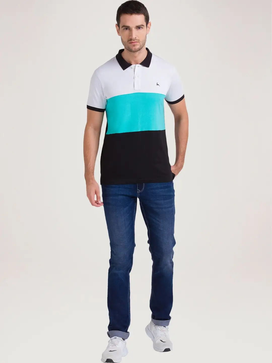 Parx Men Black Regular Fit Cut & Sew Polo Neck Collar T-Shirt - Image 3
