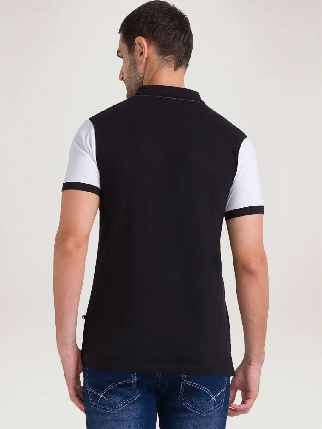 Parx Men Black Regular Fit Cut & Sew Polo Neck Collar T-Shirt - Image 4