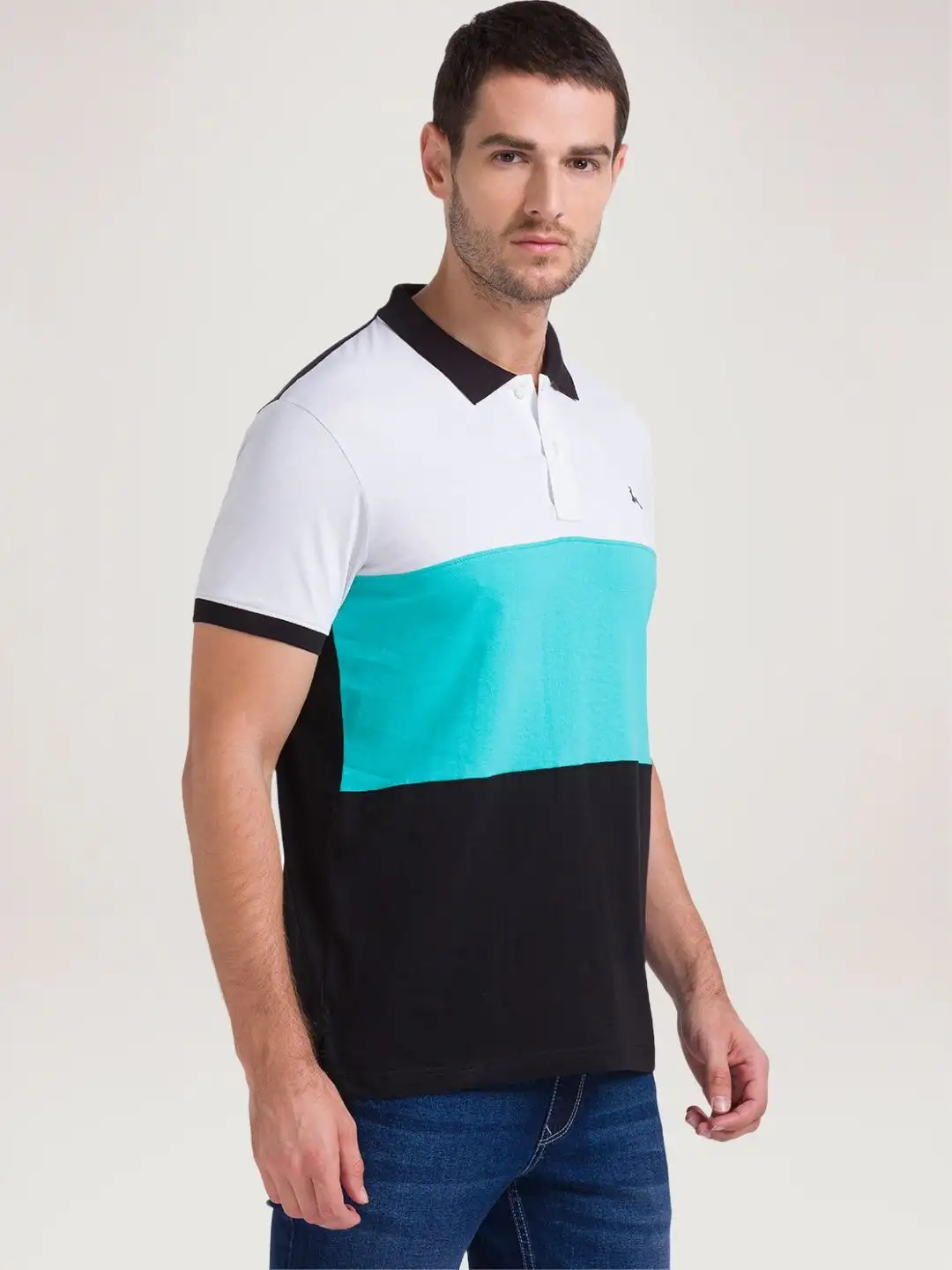 Parx Men Black Regular Fit Cut & Sew Polo Neck Collar T-Shirt - Image 5