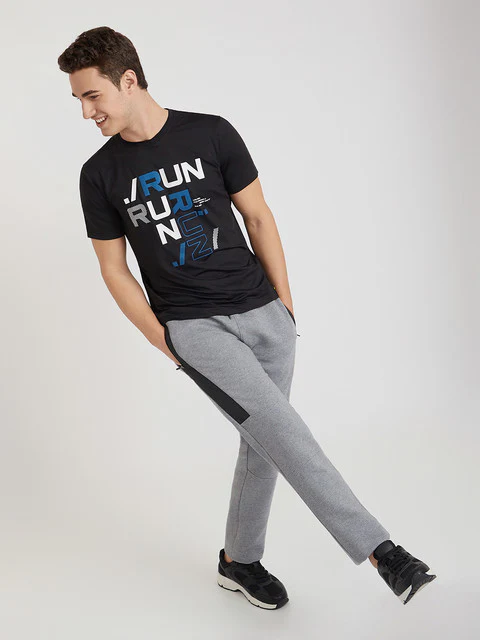Men Black Regular Fit Graphic Polyester T-Shirt - Image 5
