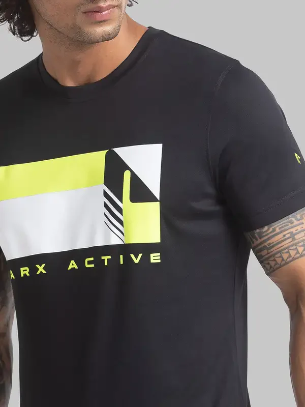 Men Black Regular Fit Graphic Polyester T-Shirt - Image 6
