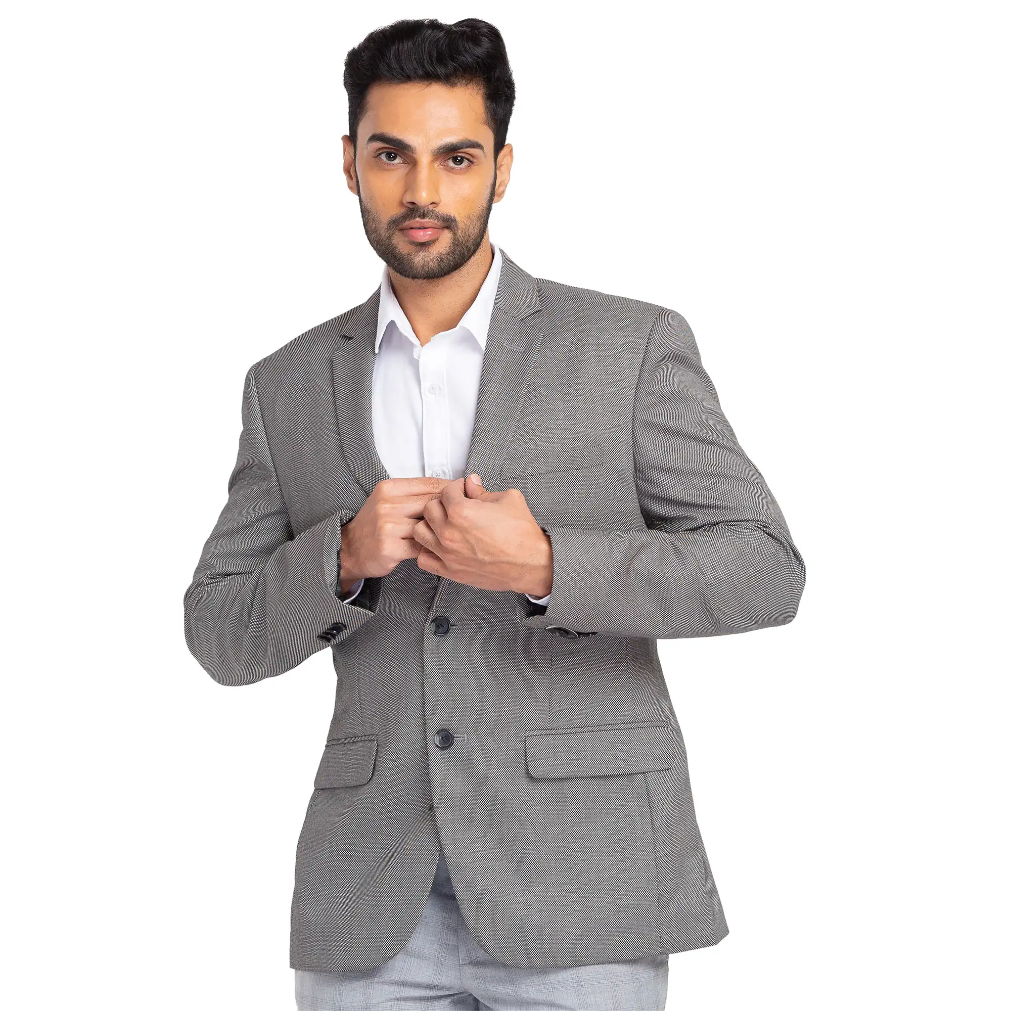 Men Black Regular Fit Polyester Blend Jackets