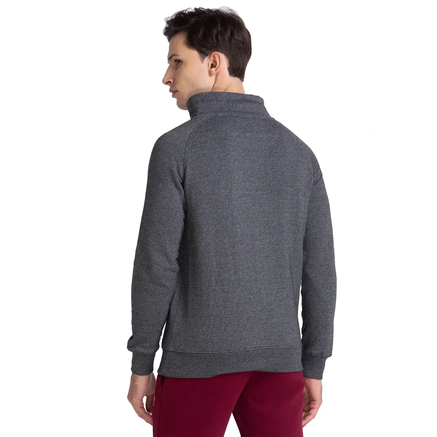 Men Black Regular Fit Print Cotton Polyester Blend Cowl Neck Collar Sweatshirts - Image 4