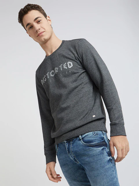 Men Black Regular Fit Print Cotton Polyester Blend Sweatshirts - Image 3