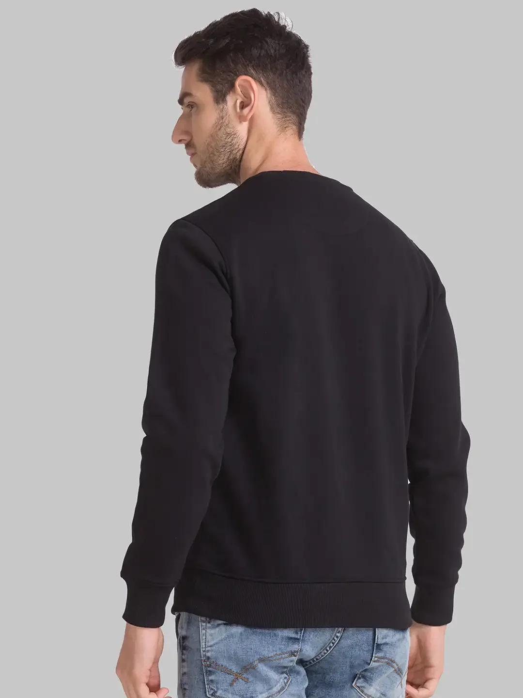 Men Black Regular Fit Print Cotton Polyester Blend Sweatshirts - Image 4