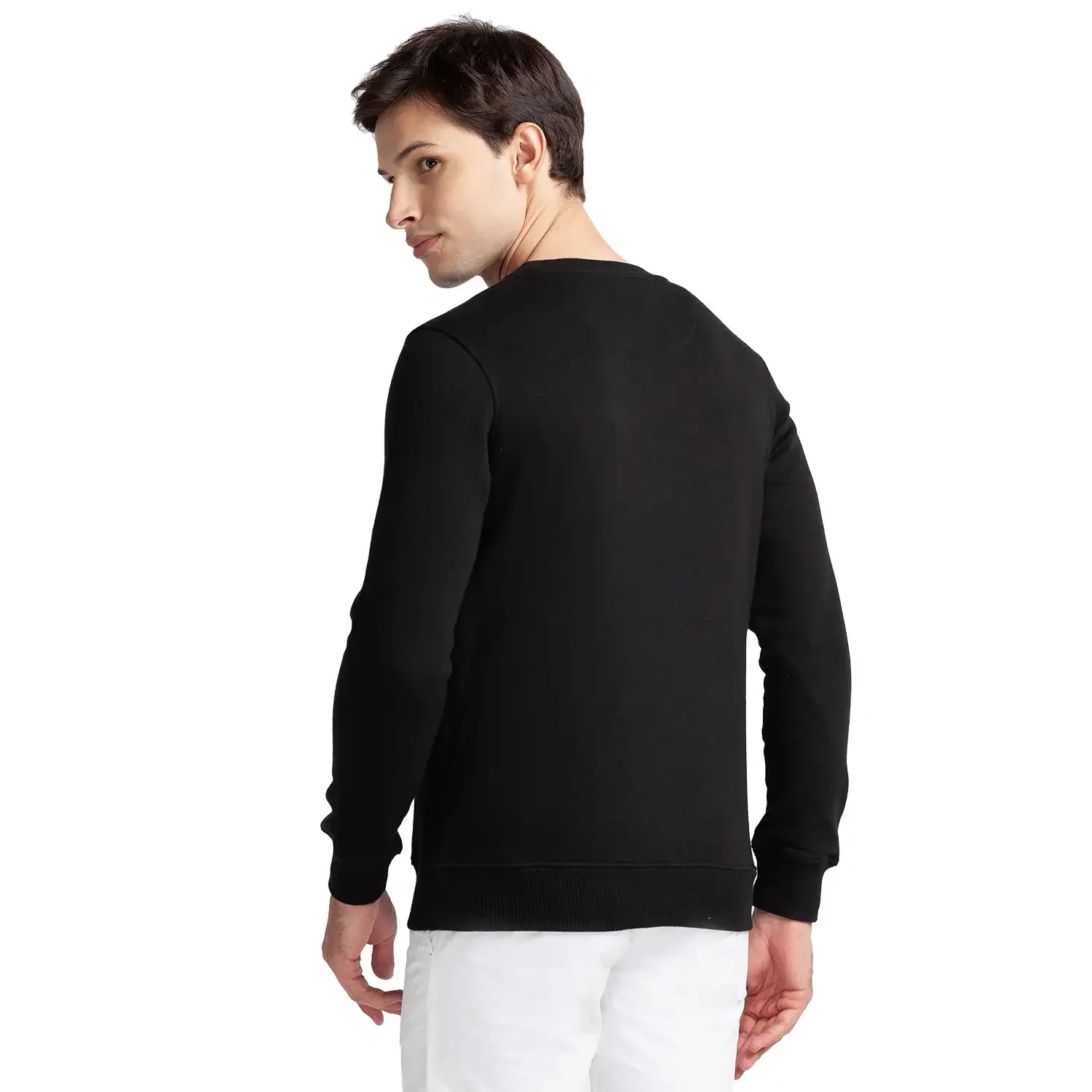 Men Black Regular Fit Print Cotton Polyester Blend Sweatshirts - Image 4