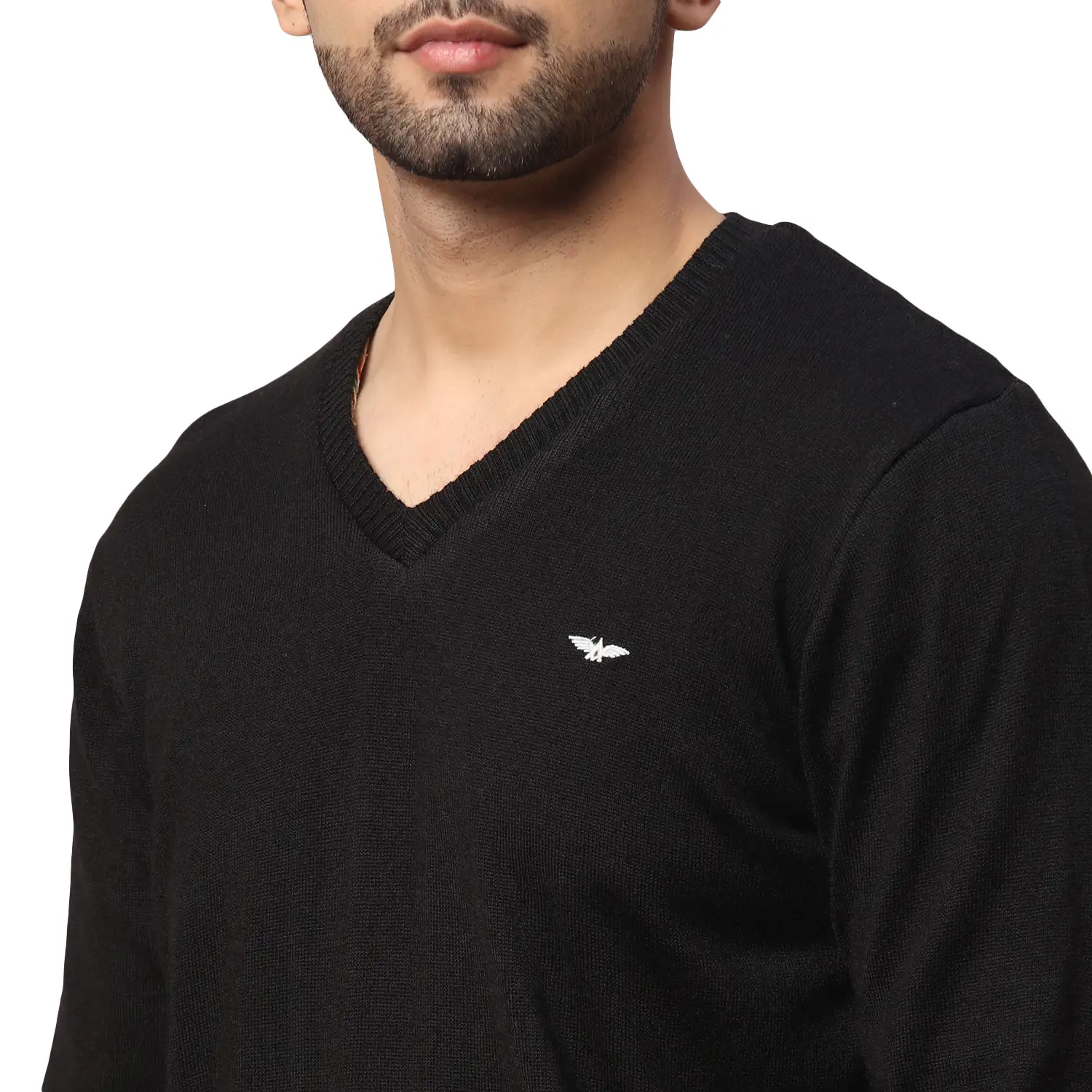 Men Black Regular Fit Solid Acrylic Blend Full Sleeve V Neck Collar Sweaters - Image 10