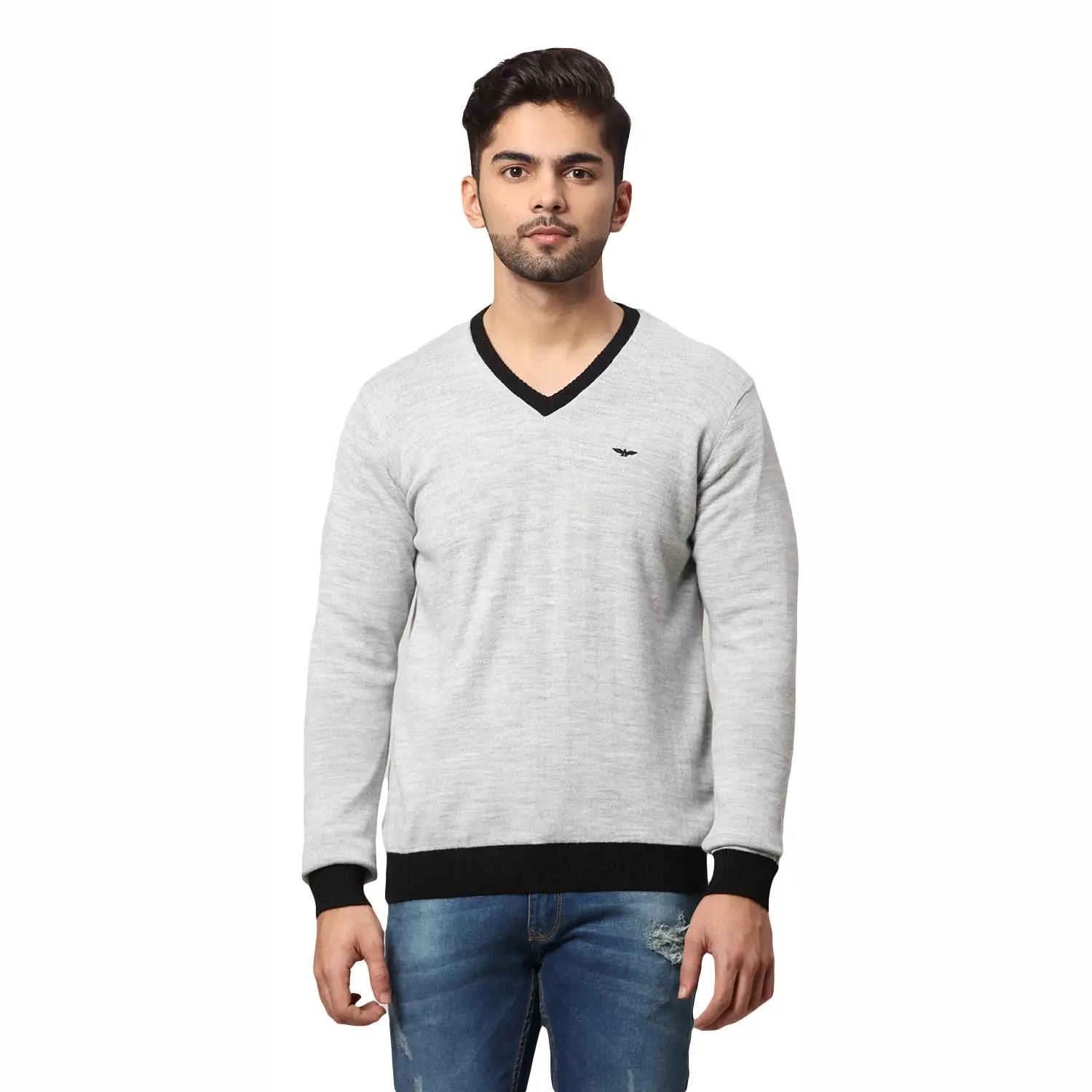 Men Black Regular Fit Solid Acrylic Blend Full Sleeve V Neck Collar Sweaters - Image 11