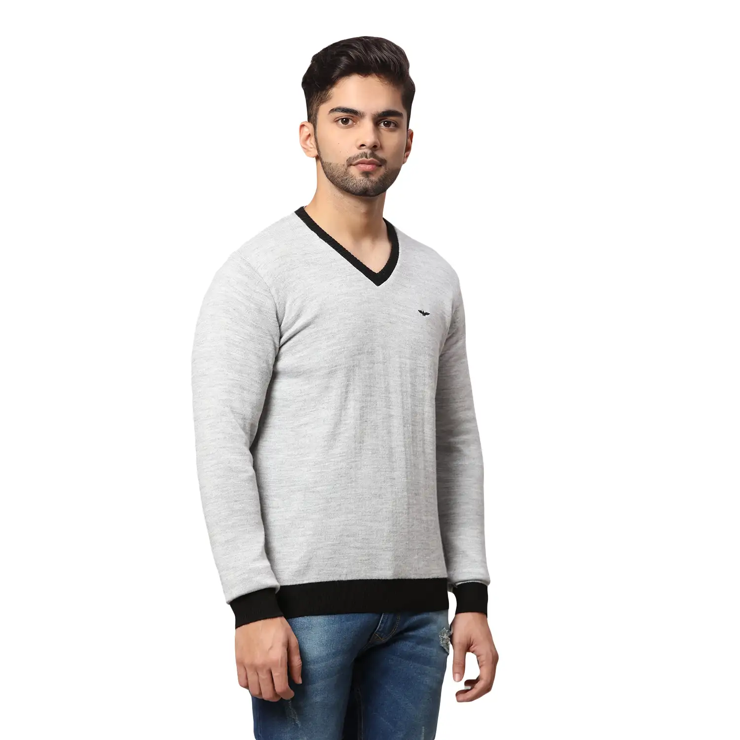 Men Black Regular Fit Solid Acrylic Blend Full Sleeve V Neck Collar Sweaters - Image 12