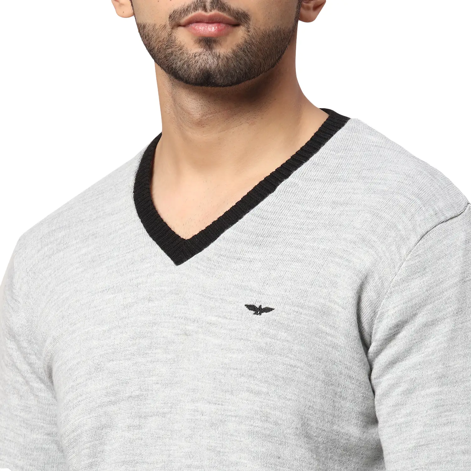 Men Black Regular Fit Solid Acrylic Blend Full Sleeve V Neck Collar Sweaters - Image 5