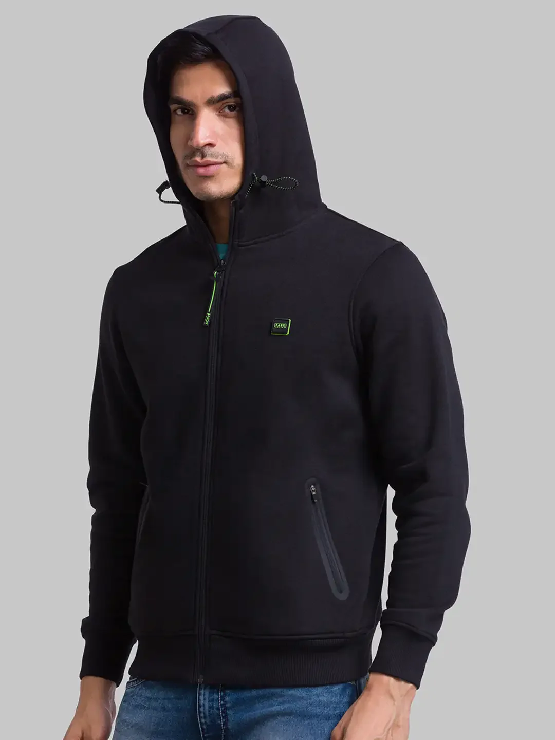 Men Black Regular Fit Solid Cotton Polyester Blend Sweatshirts - Image 3