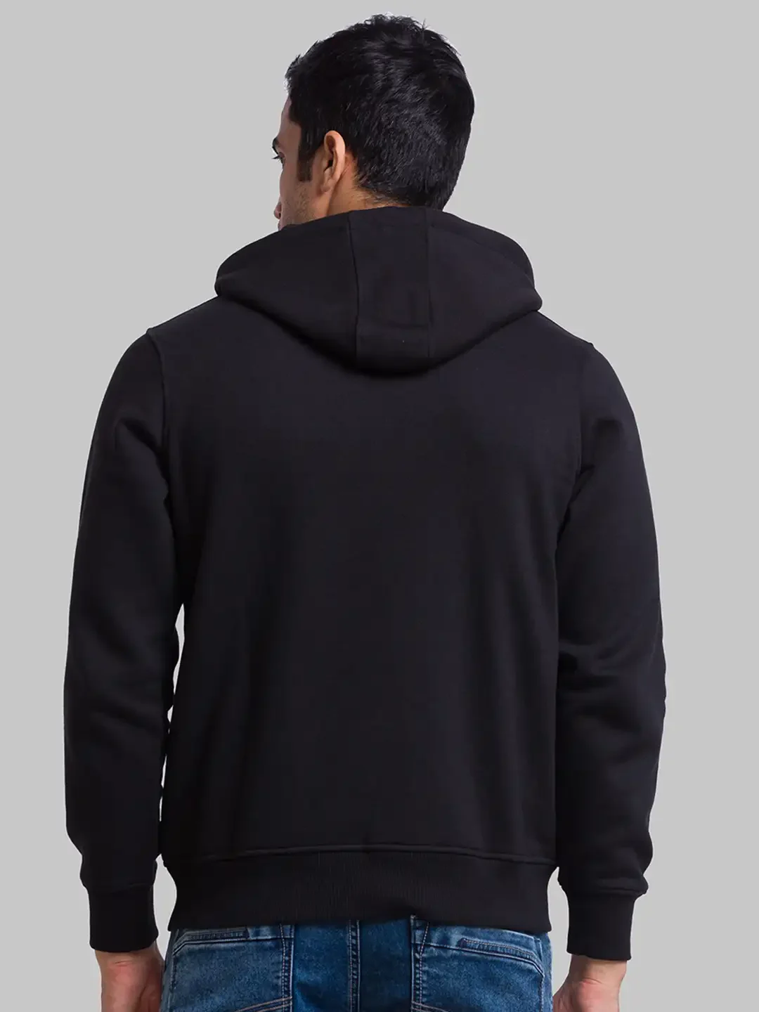 Men Black Regular Fit Solid Cotton Polyester Blend Sweatshirts - Image 4