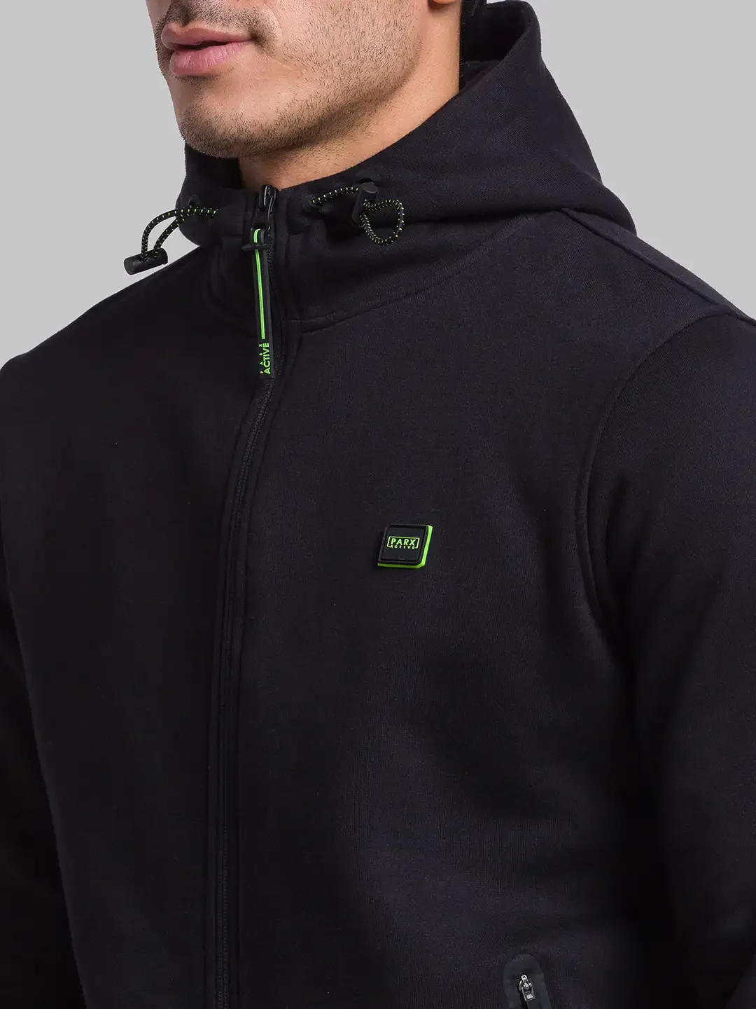 Men Black Regular Fit Solid Cotton Polyester Blend Sweatshirts - Image 6