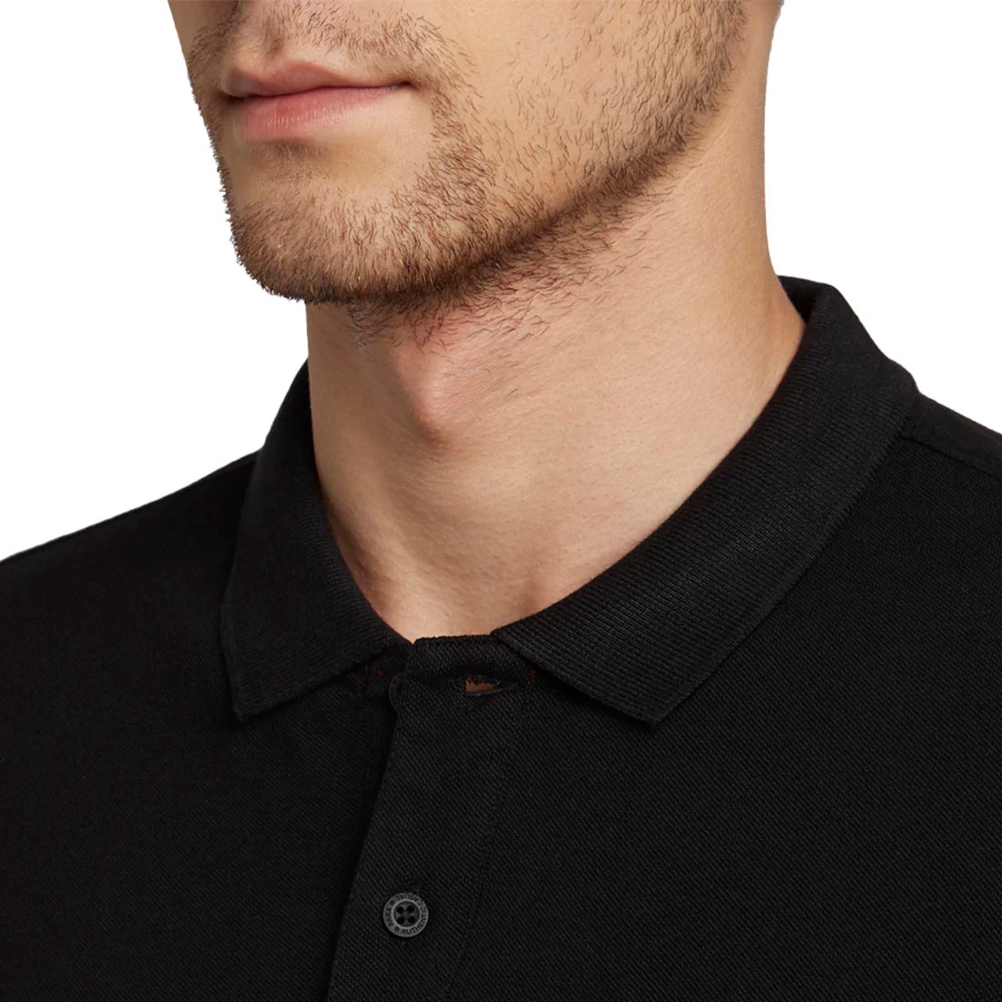 Men Black Regular Fit Solid Cotton Round Neck Collar Polo T-Shirt - Image 5