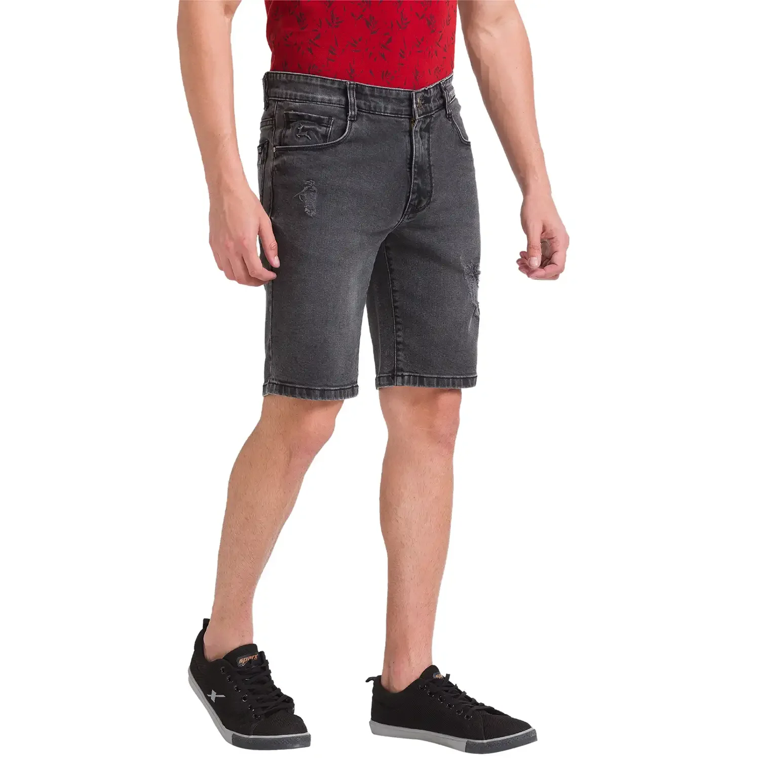 Men Black Resort Fit Plain Cotton Blend Shorts - Image 2