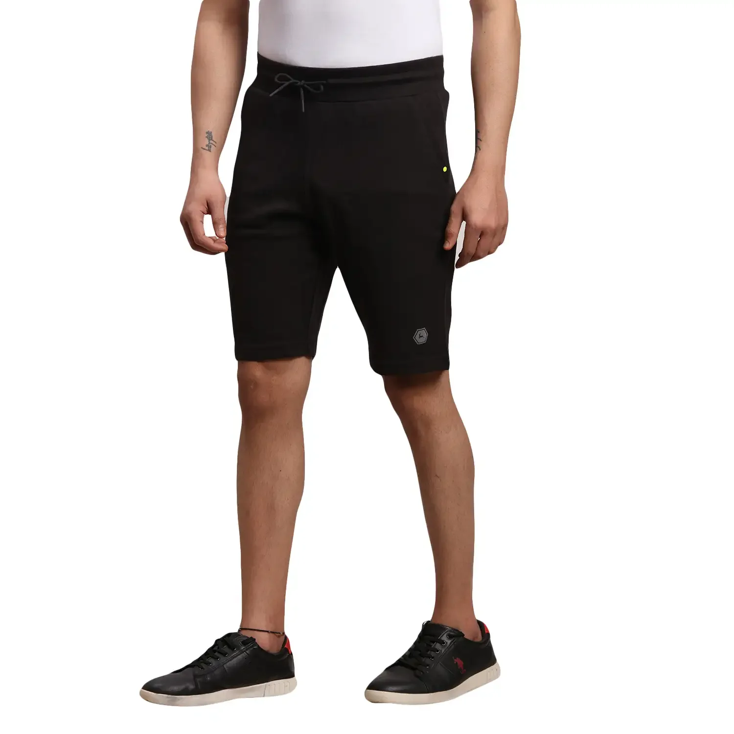 Men Black Shorts Fit Solid Cotton Polyester Blend Shorts - Image 3