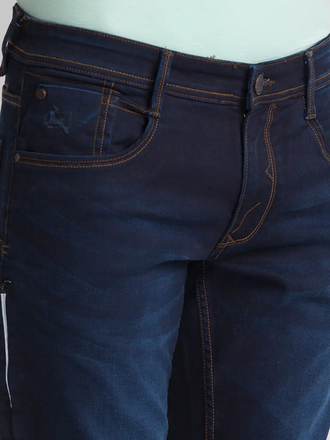 Men Black Skinny Cropped Fit Plain Cotton Blend Jeans - Image 6