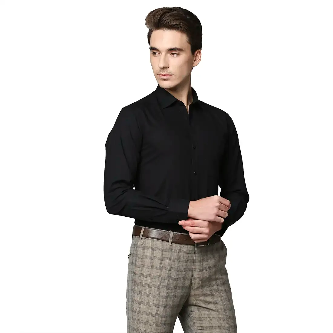 Men Black Slim Fit Checks Cotton Shirts - Image 2