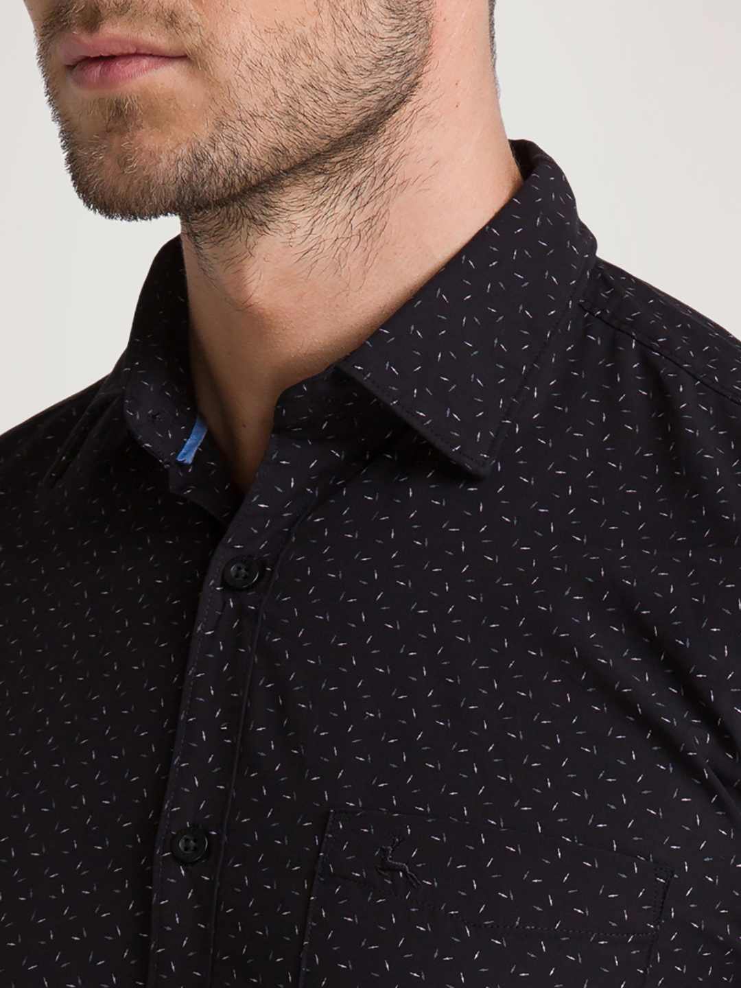Men Black Slim Fit Print Bamboo Microfiber Blend Full Sleeve Shirts - Image 6