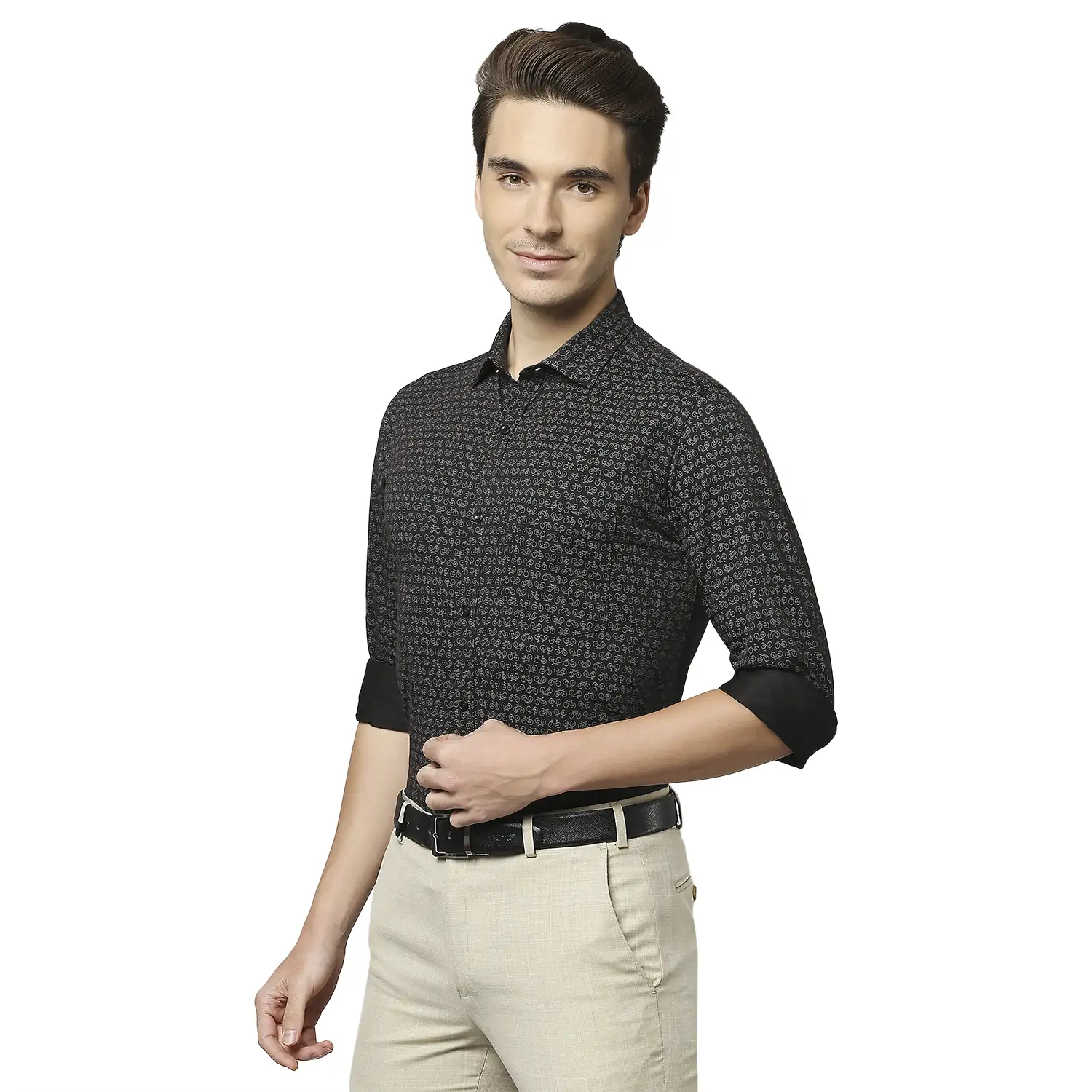 Men Black Slim Fit Print Cotton Blend Shirts - Image 3