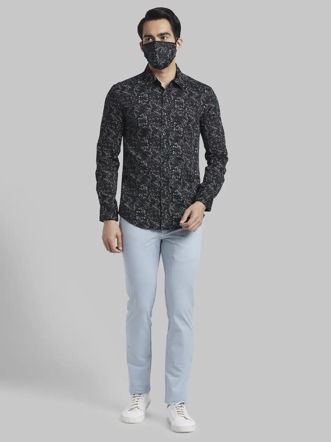 Men Black Slim Fit Print Cotton Full Sleeve Shirts - Image 5