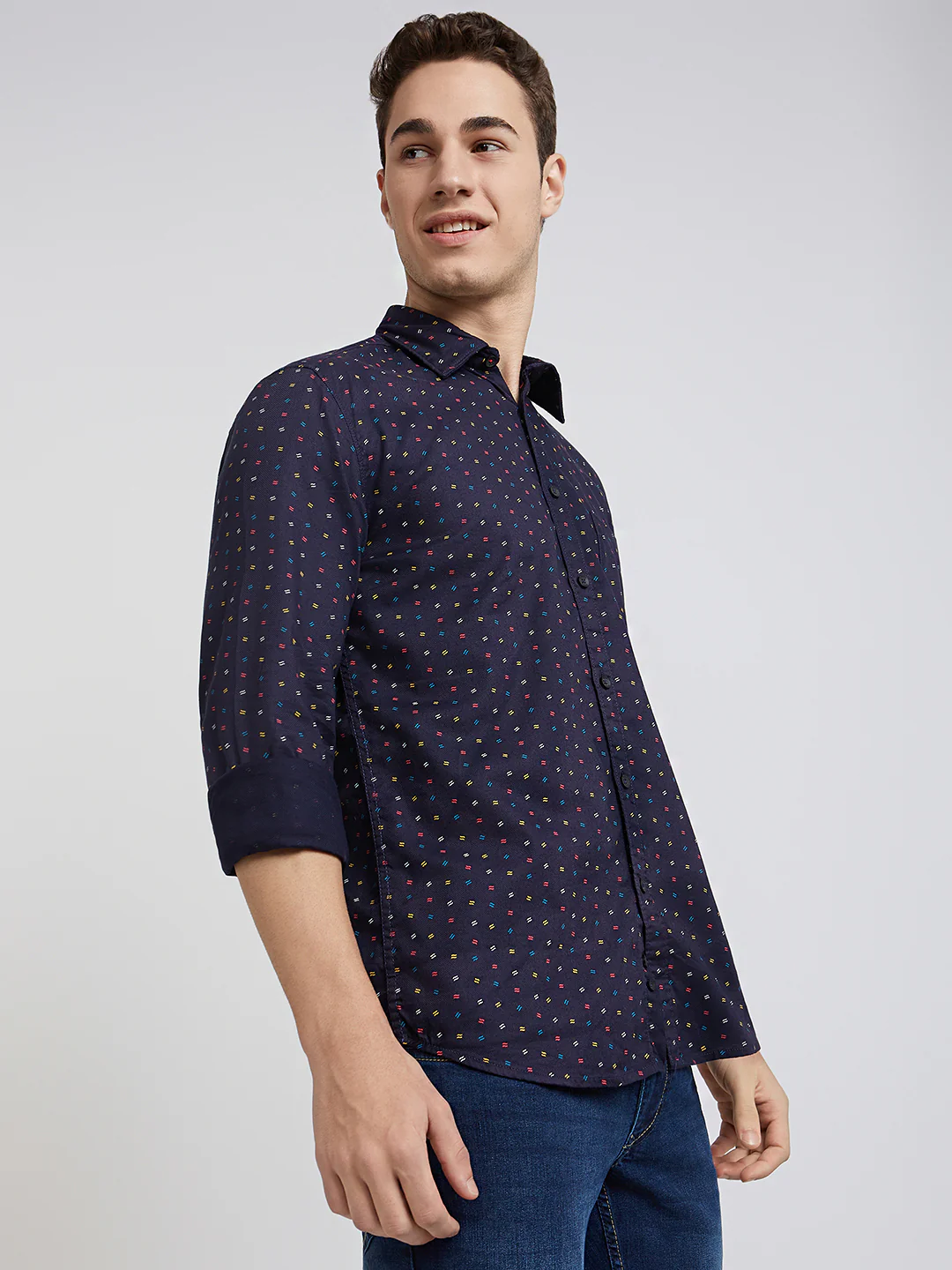 Parx Men Blue Printed Slim Fit Cotton Casual Shirt - Image 2