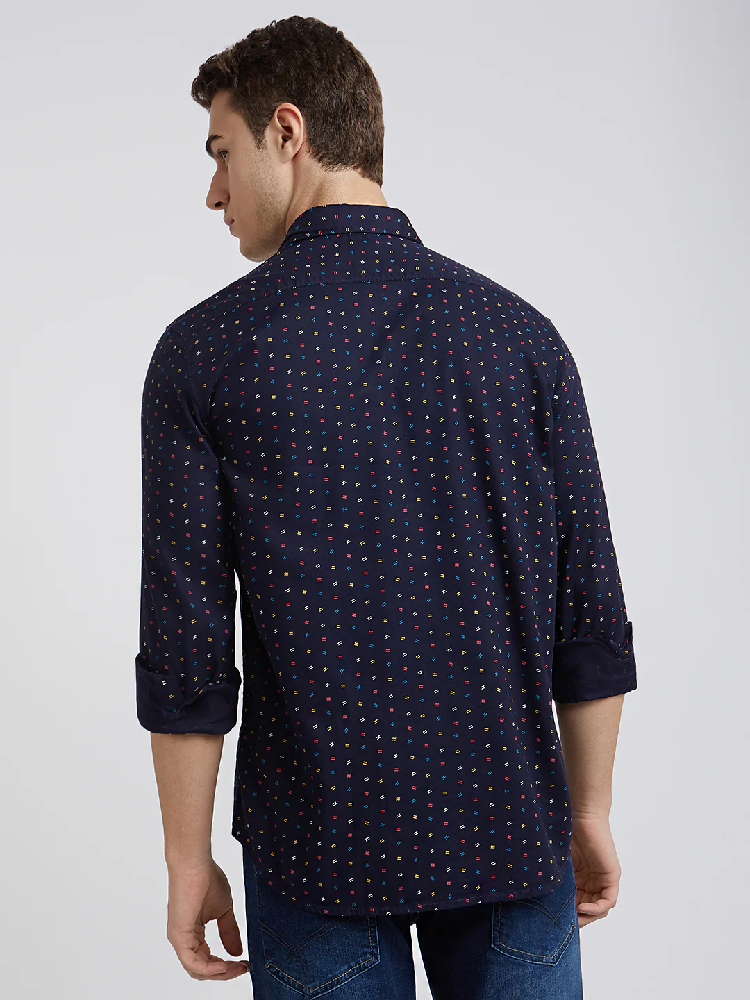 Parx Men Blue Printed Slim Fit Cotton Casual Shirt - Image 4