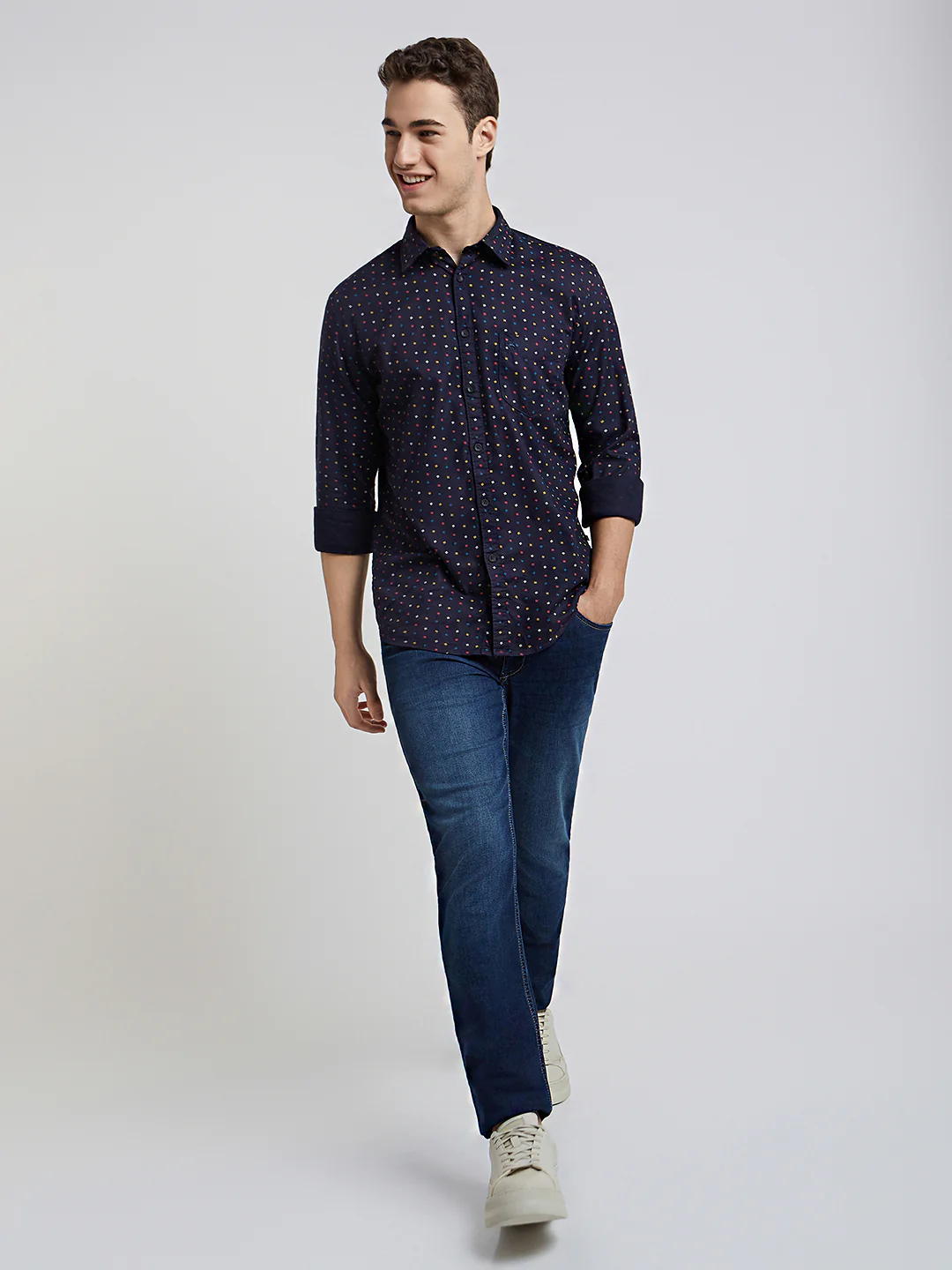 Parx Men Blue Printed Slim Fit Cotton Casual Shirt - Image 5