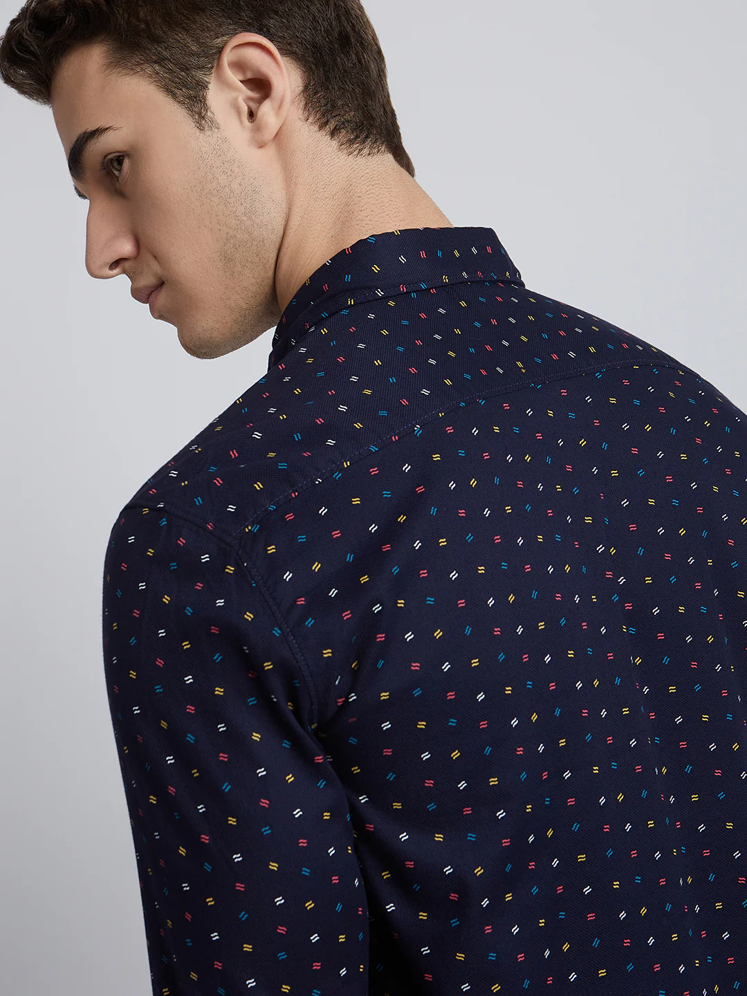 Parx Men Blue Printed Slim Fit Cotton Casual Shirt - Image 6