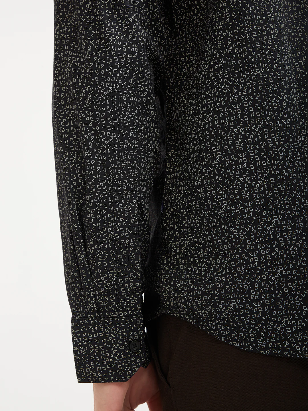 Men Black Slim Fit Print Cotton Full Sleeve Shirts - Image 7
