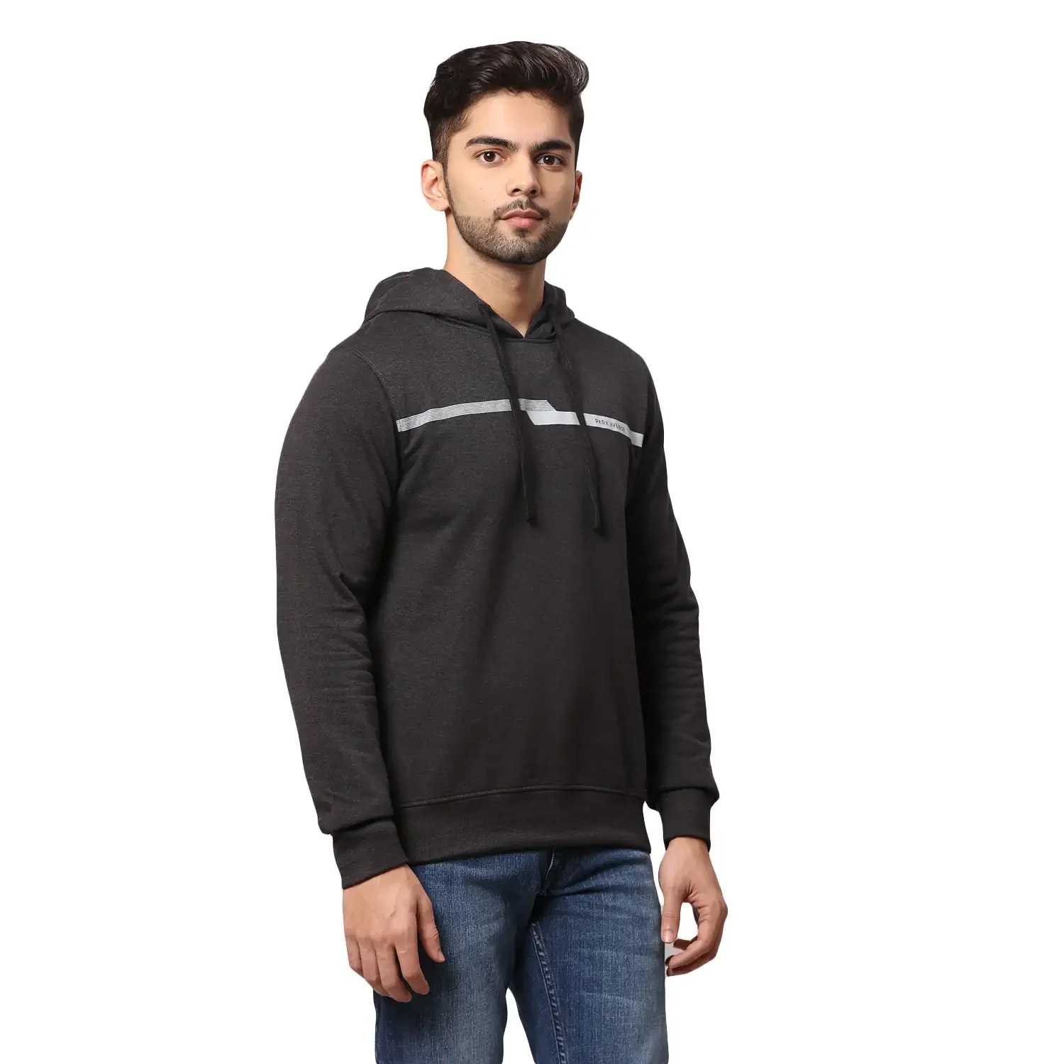 Men Black Slim Fit Print Cotton Polyester Blend Sweatshirts - Image 2