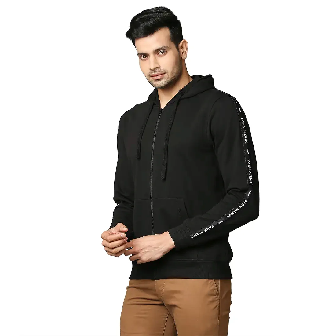 Men Black Slim Fit Print Cotton Polyester Blend Sweatshirts - Image 3