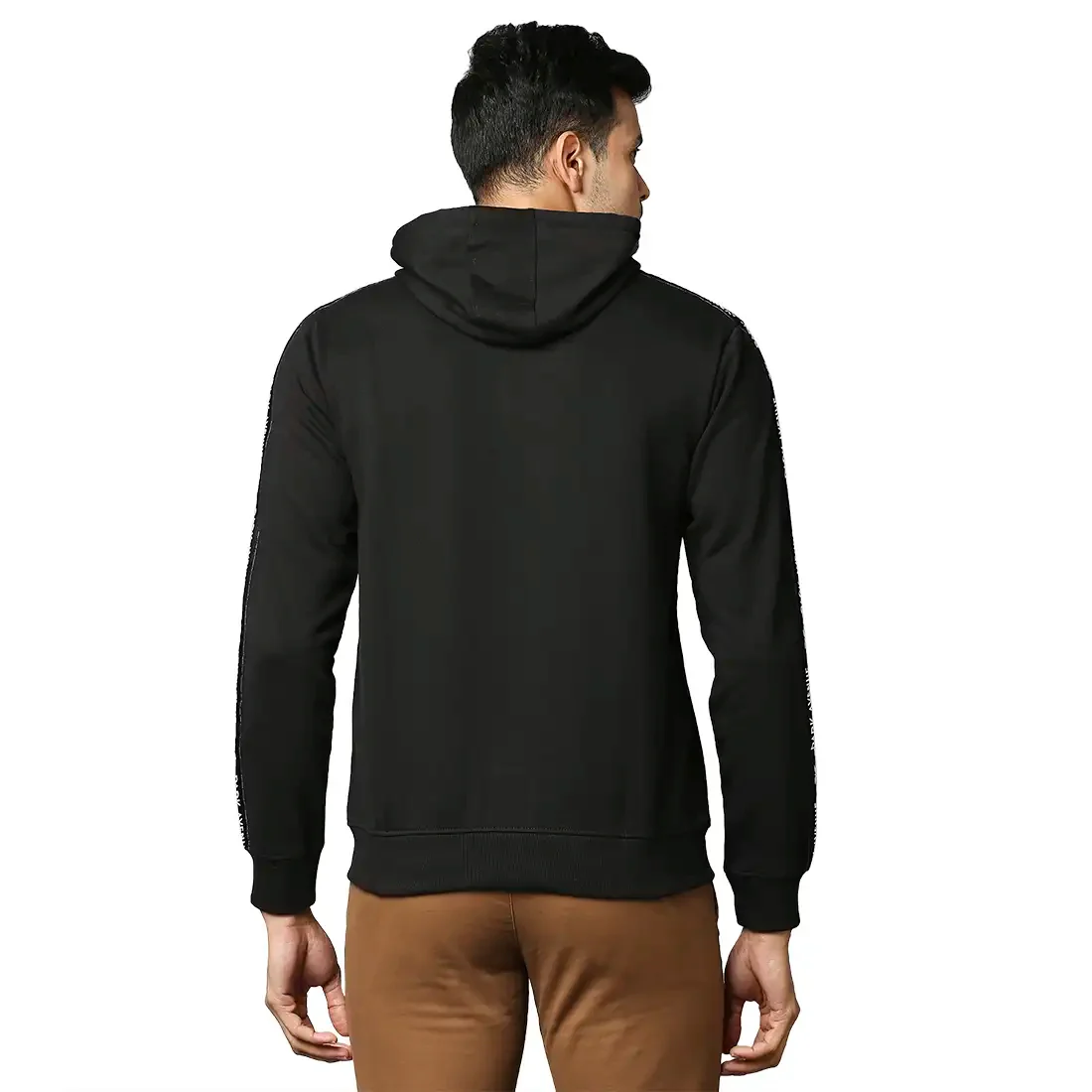 Men Black Slim Fit Print Cotton Polyester Blend Sweatshirts - Image 4