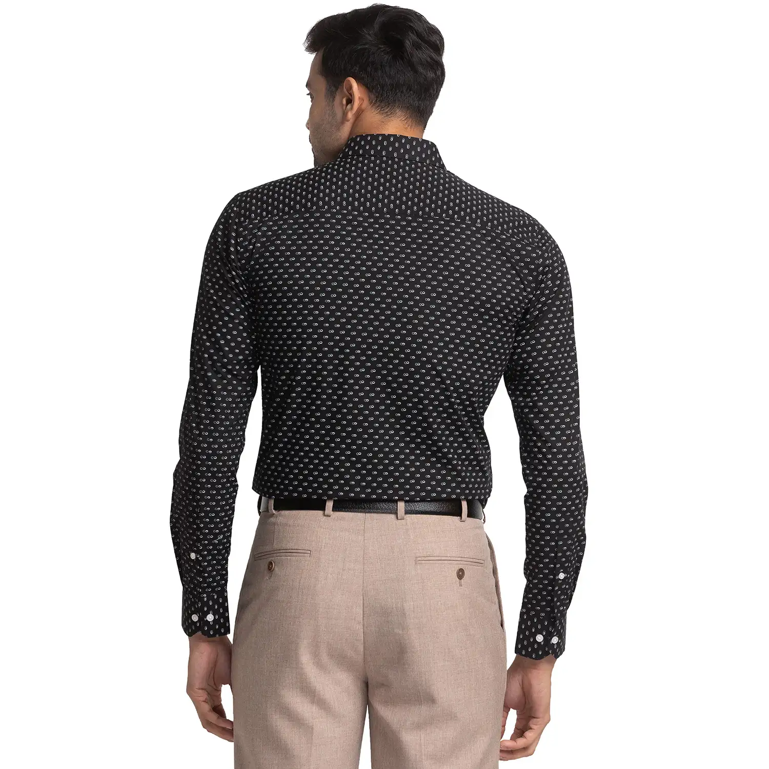 Men Black Slim Fit Print Cotton Shirts - Image 4
