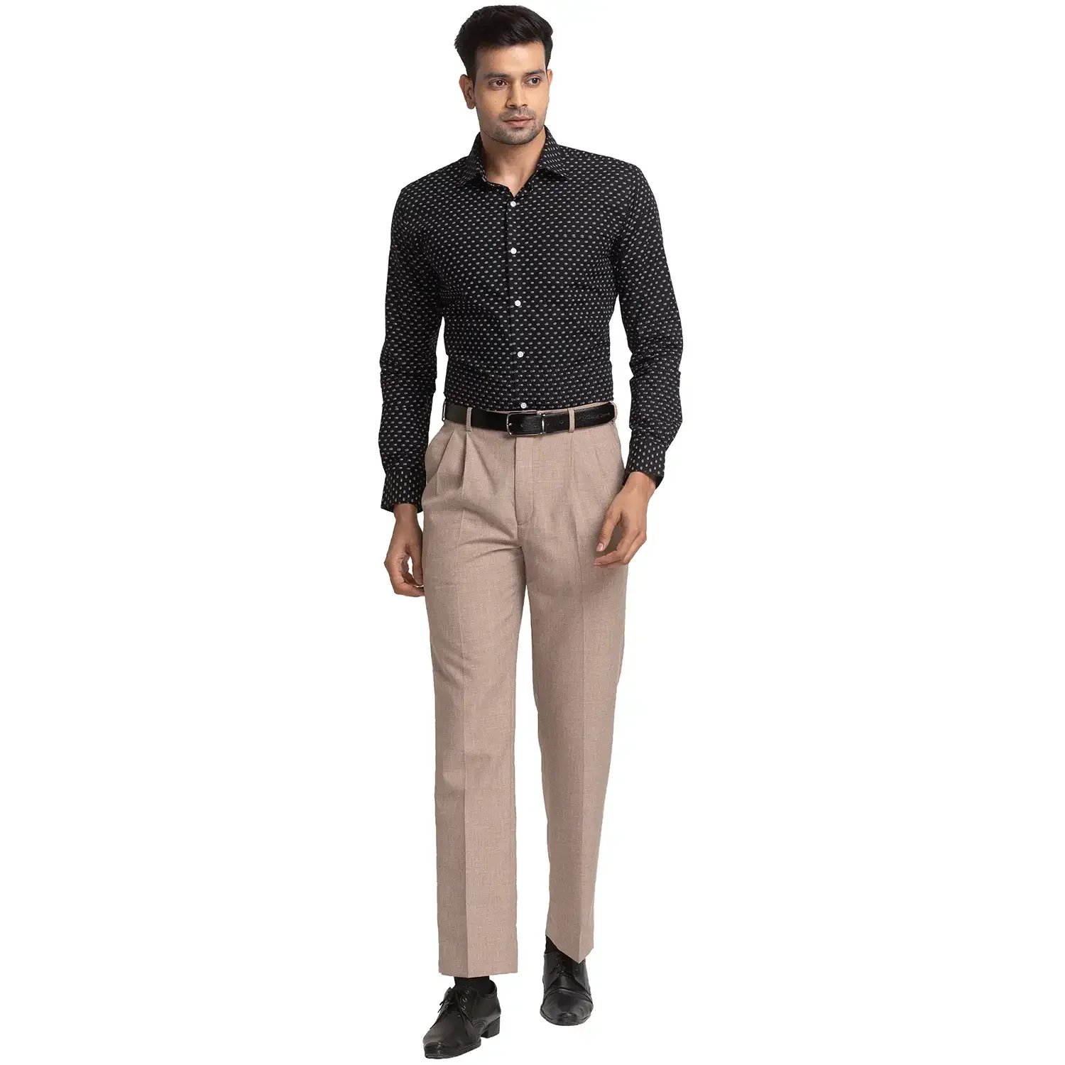 Men Black Slim Fit Print Cotton Shirts - Image 5