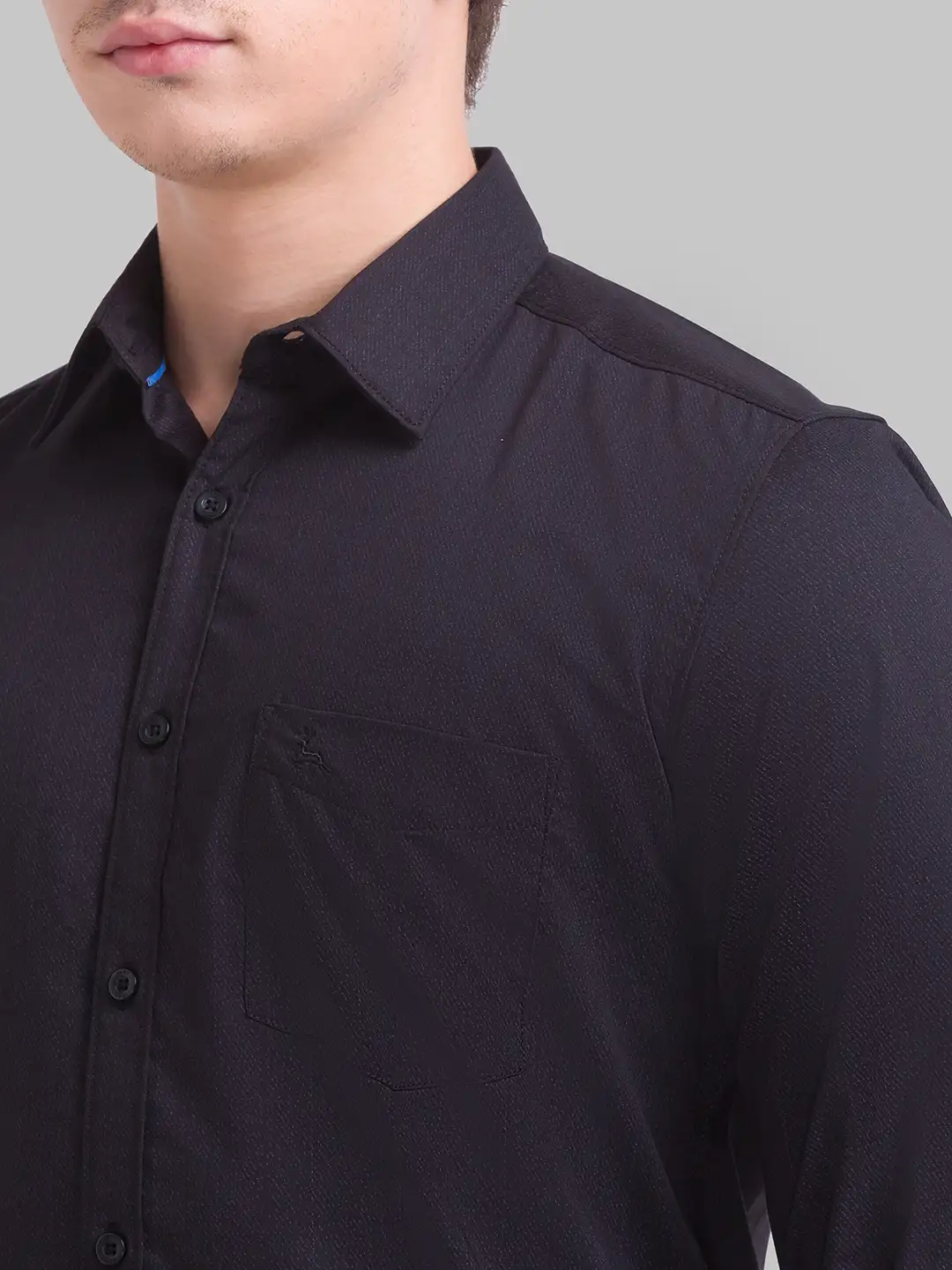 Men Black Slim Fit Print Polyester Blend Full Sleeve Shirts - Image 6