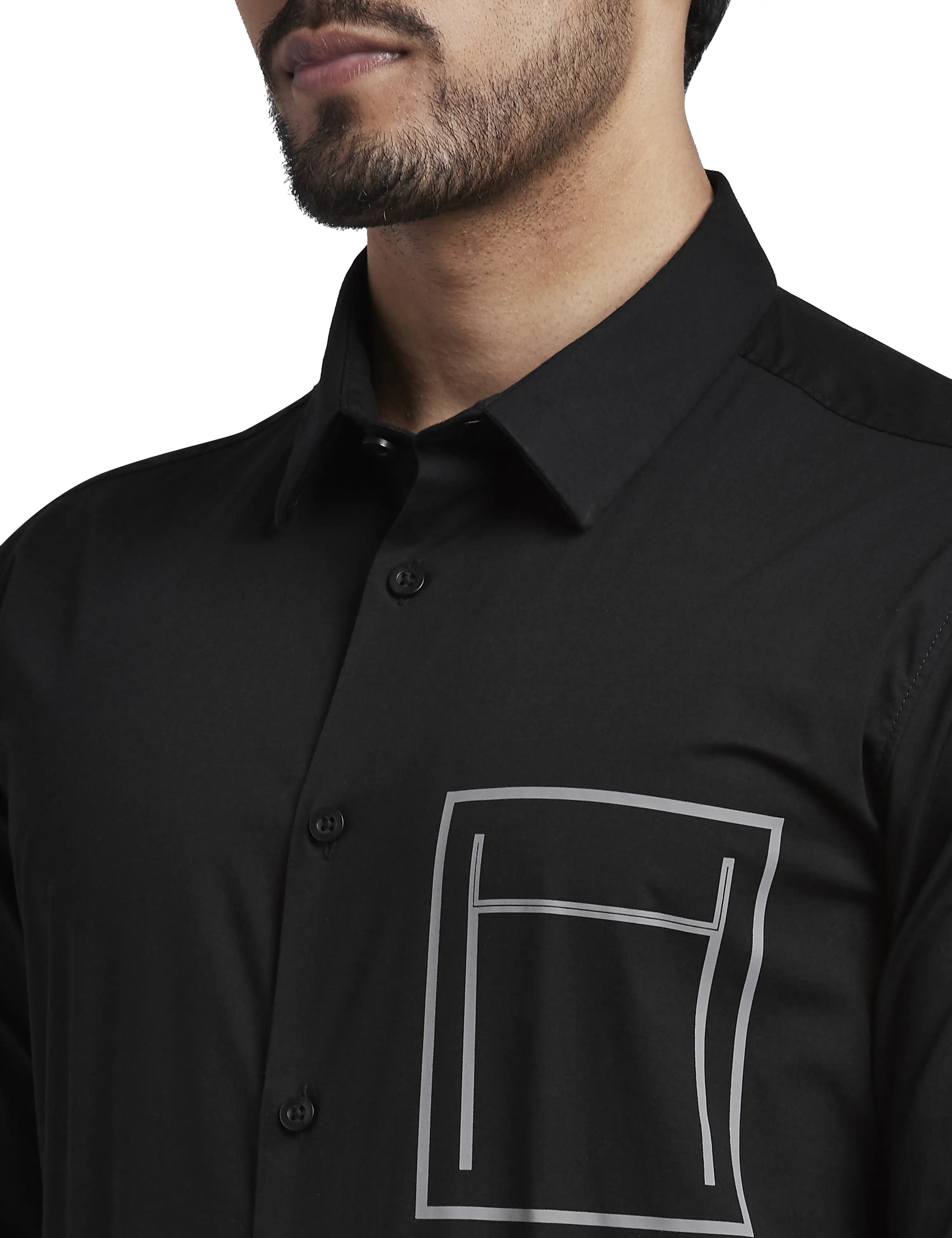 Men Black Slim Fit Solid Cotton Blend Full Sleeve Shirts - Image 6