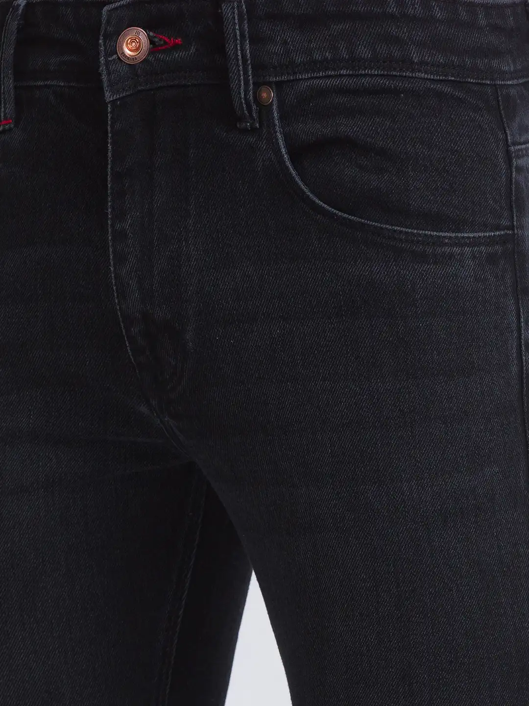 Men Black Slim Fit Solid Cotton Blend Jeans - Image 7