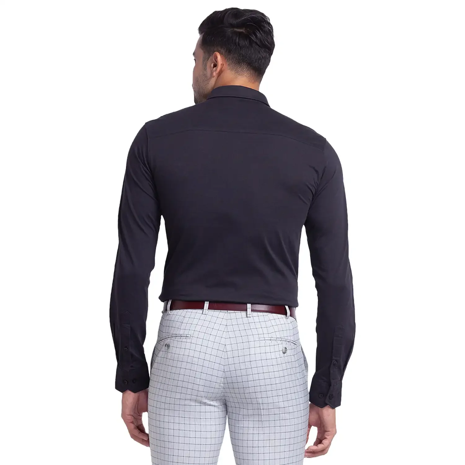 Men Black Slim Fit Solid Cotton Blend Shirts - Image 4